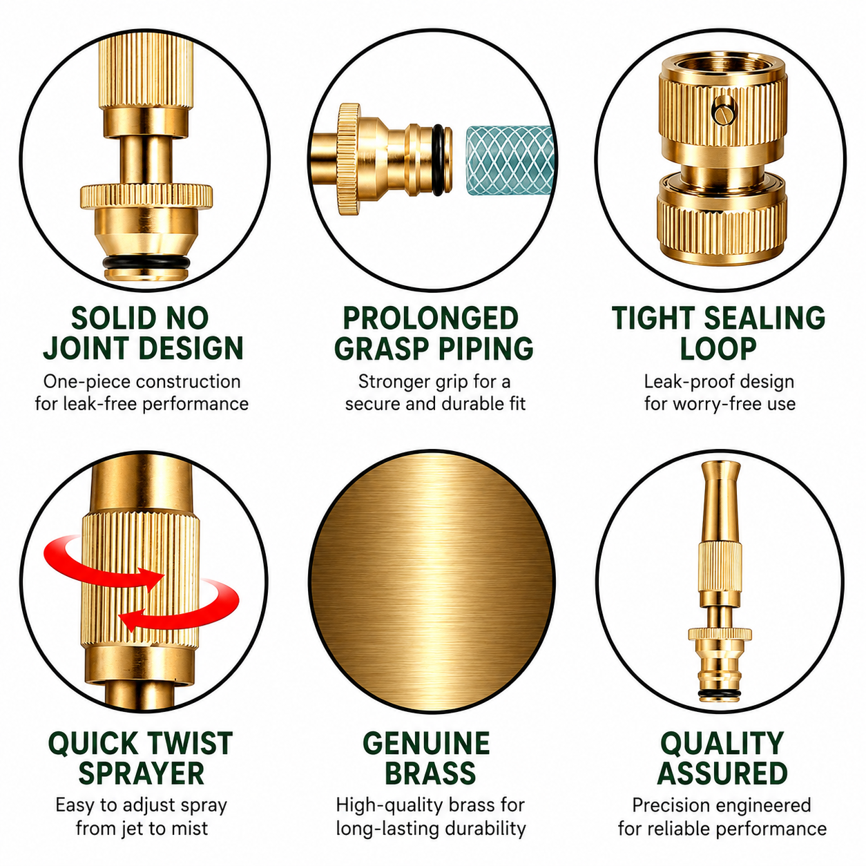 Noveur™ Premium Brass Water Hose Jet Spray Nozzle With Adjustable Pressure -Instantly Boost Waterflow For Deep Cleaning